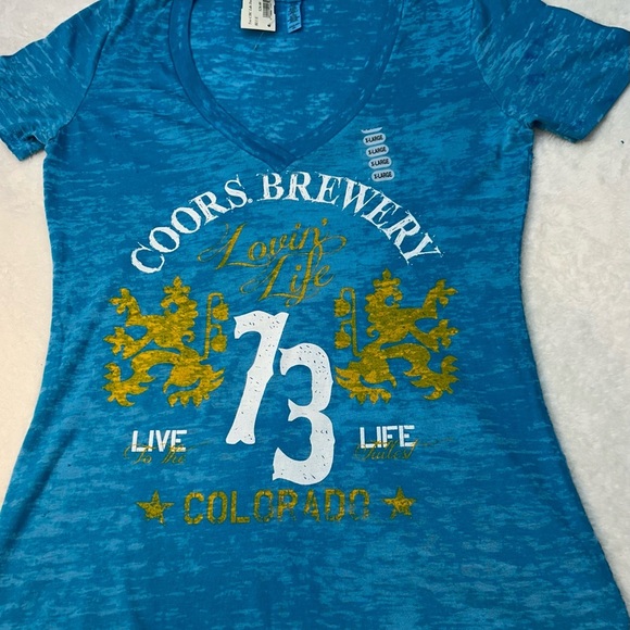 Coors Tops - Coors Brewery Blue Short Sleeve Tee